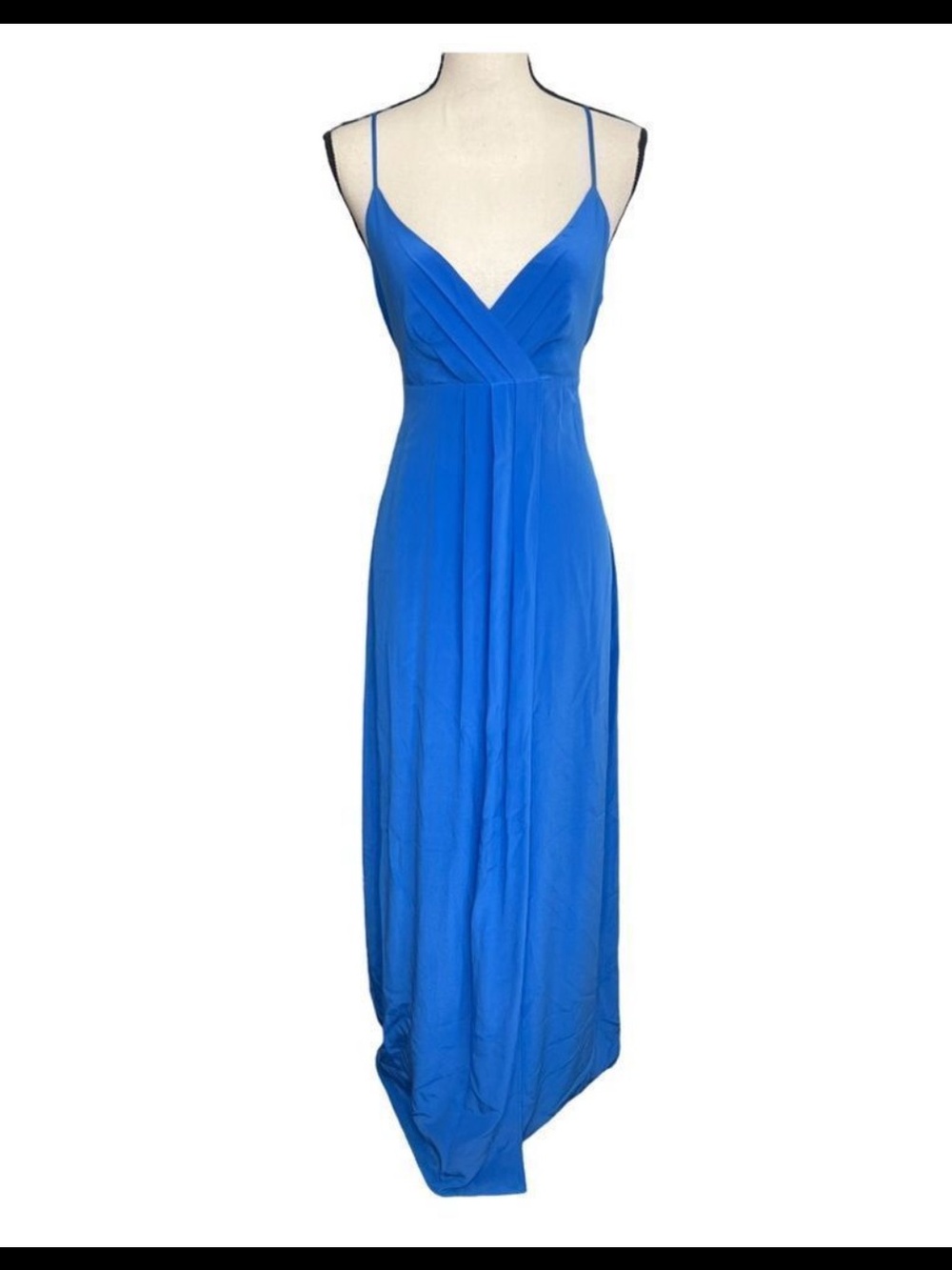 Cynthia Rowley Blue Asymmetrical Ruched Maxi Dress